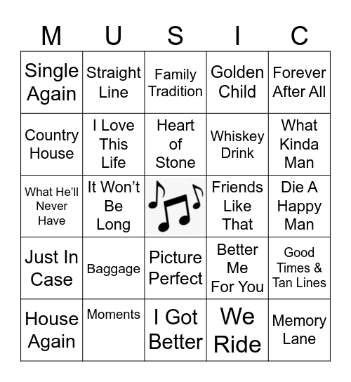 COUNTRY Bingo Card