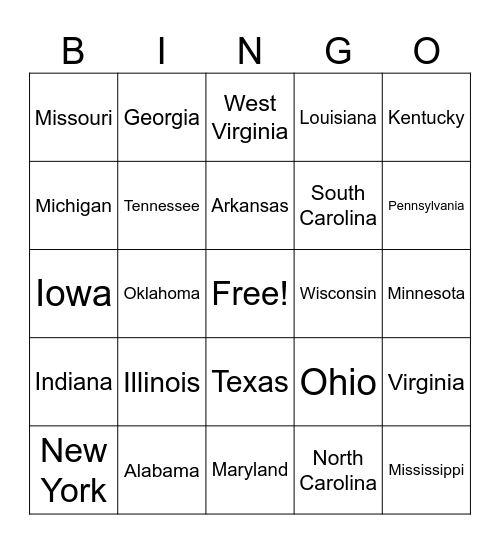 License Plate Bingo - Midwest Bingo Card