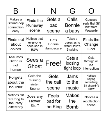 Silvy's ISAT Playthough Bingo Card