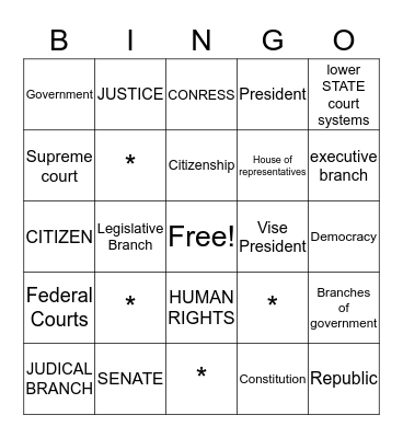 Vocabulary BINGO Card