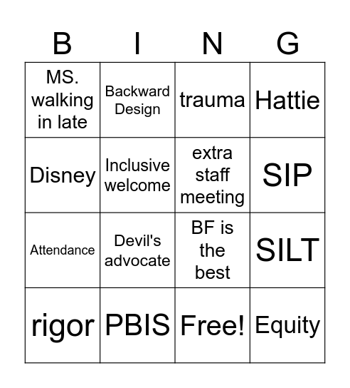 PD BINGO Card