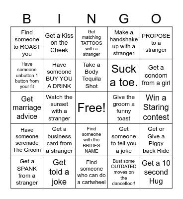 Bachelor Bingo Card