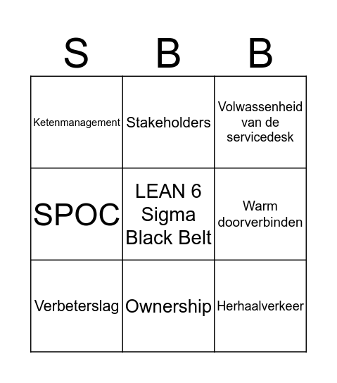 De Servicedesk Bullshit Bingo Card