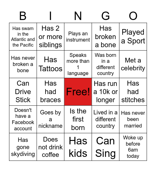 G1 Ops Team Building Bingo Card