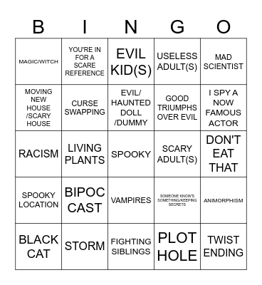 GOOSEBUMPS BINGO Card