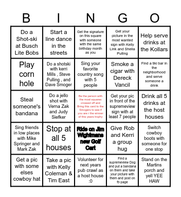SupremeView Western Pub Crawl 2025 Bingo Card