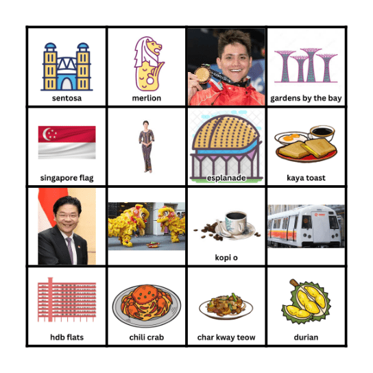 DFW-Singapore National Day Celebration Bingo Card