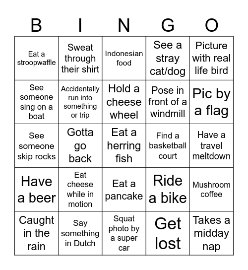Amsterdam Bingo Card
