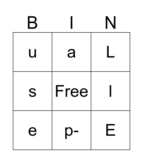 Letras Bingo Card