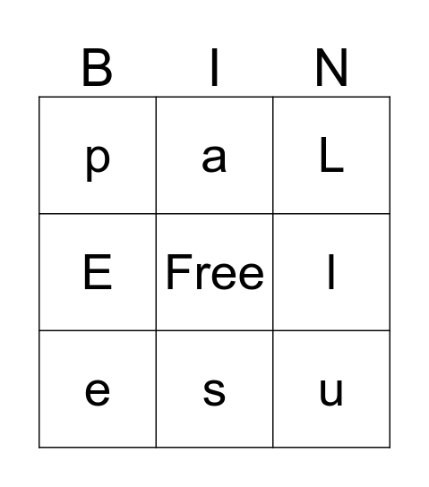 Letras Bingo Card