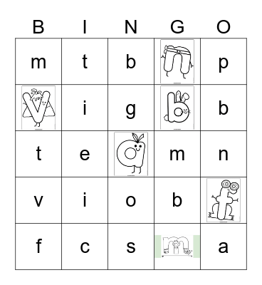 Lower case sounds Bingo Card