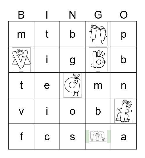 Lower case sounds Bingo Card