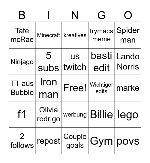 Untitled Bingo Card