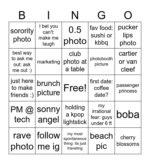 kissy face kissy face sent to ya phone Bingo Card