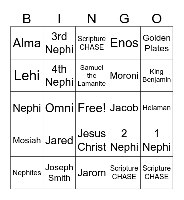 Book of Mormon Bingo! Bingo Card