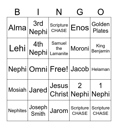 Book of Mormon Bingo! Bingo Card