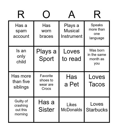 Link Crew - Making New Connections Bingo Card