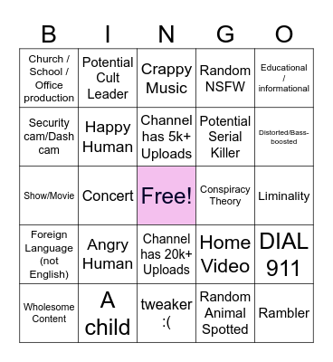 Youtube's Recycle Bingo (kaikannibal) (inspired by [KVN AUST]) Bingo Card
