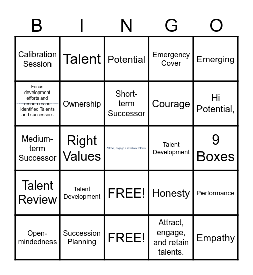 TM Bingo Card