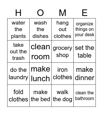 CHORES Bingo Card