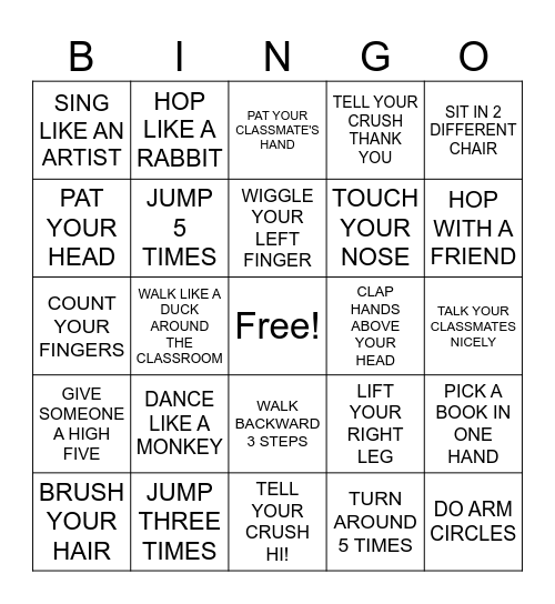 MAPEH BINGO Card