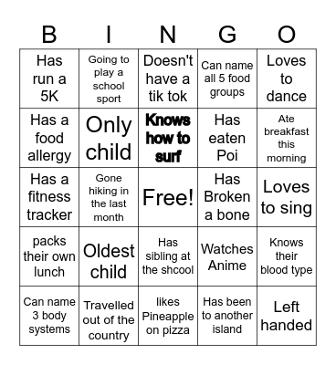 HUMAN BINGO Card