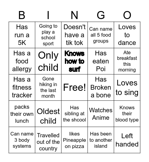 HUMAN BINGO Card