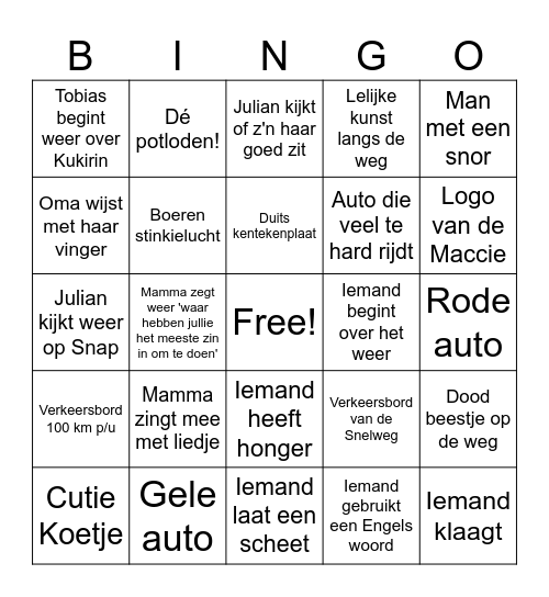 DRENTHE BINGO Card