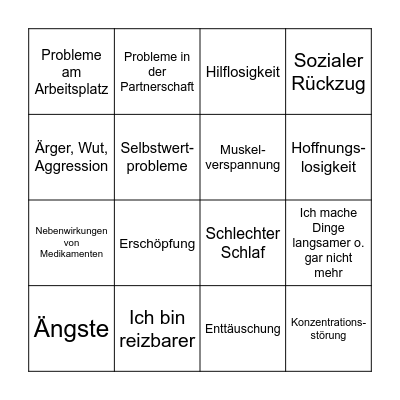 Schmerzfolgen-Bingo Card
