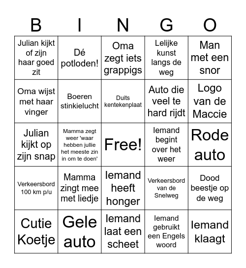 DRENTHE BINGO Card