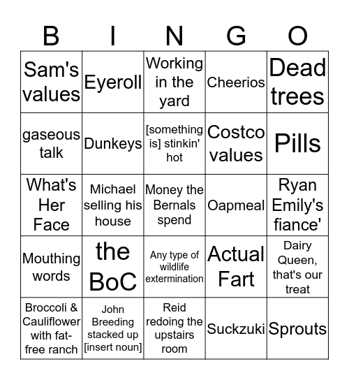 BINGO.P. Bingo Card