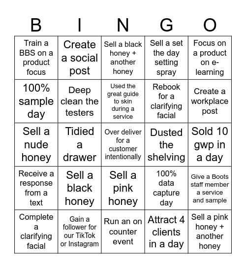 Clinique Bingo Card