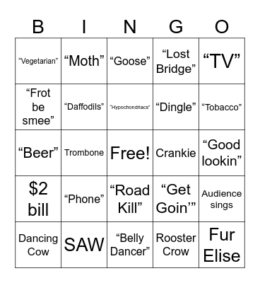 Folk Music Bingo Card