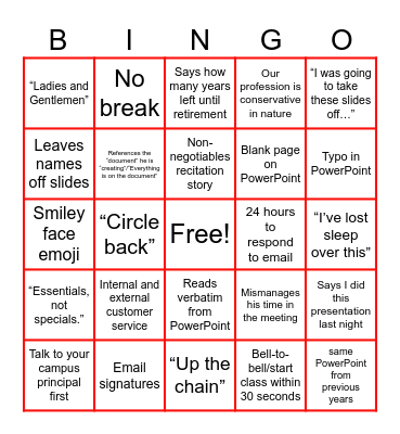 JT Bingo Card