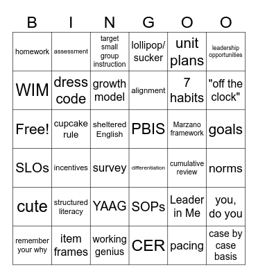 PD Bingo Card