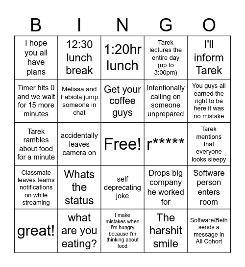 Data Engineer Bingo Card