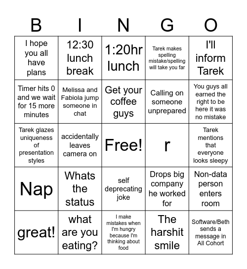 Data Engineer Bingo Card