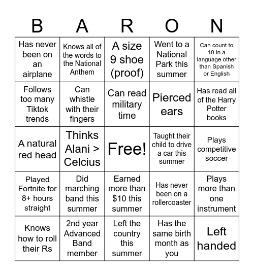 FIND SOMEONE WHO.... Bingo Card