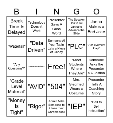 PD BINGO Card