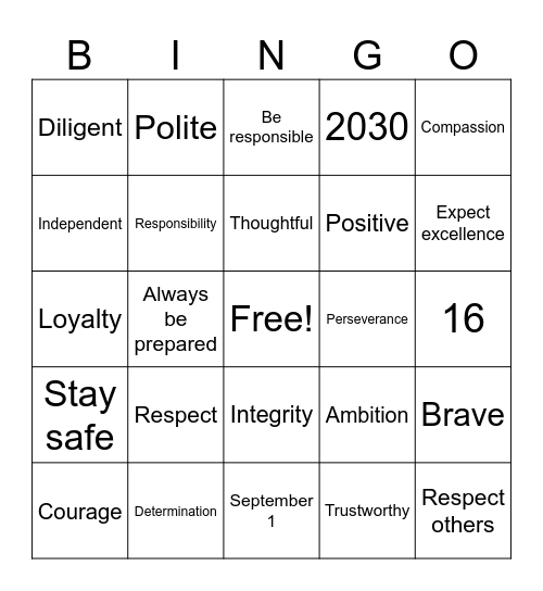 House Bingo Card