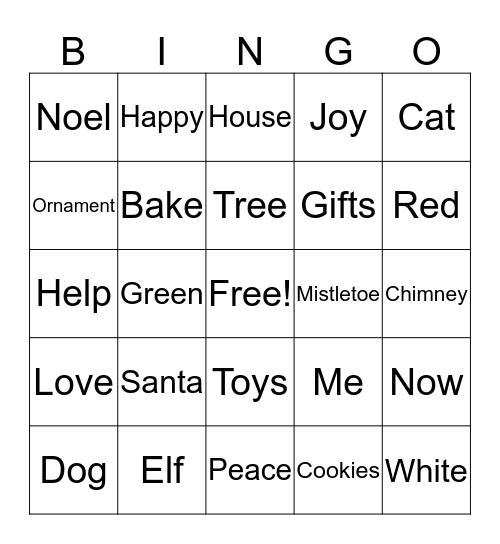 Christmas  Bingo Card