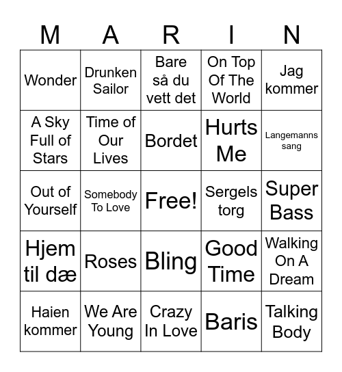 FADDERMIDDAG!! Bingo Card