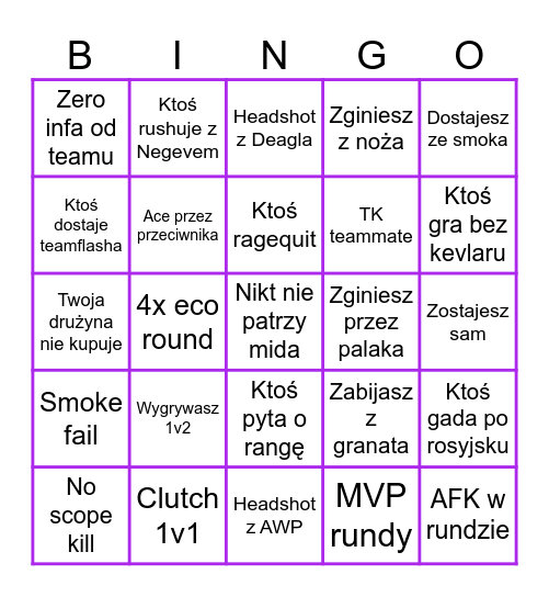 BINGO CS2 Bingo Card