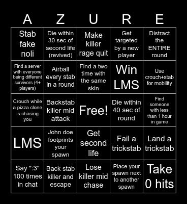 Tuesday Two Time Bingo Card