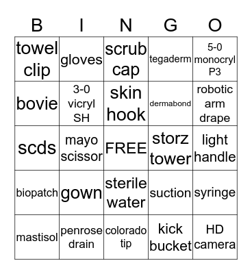 OPERATING ROOM Bingo Card