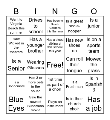 Mighty Warrior Chorus Bingo Card