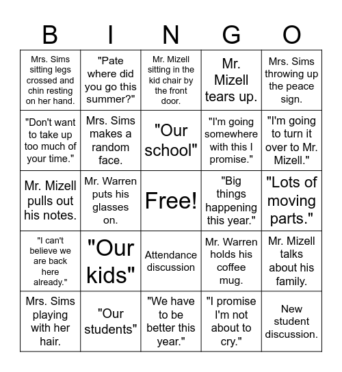 Who does what... Bingo Card