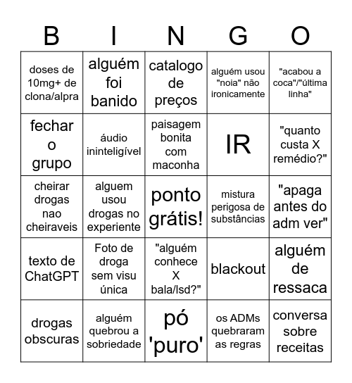 Bingo DopeBrasil Bingo Card