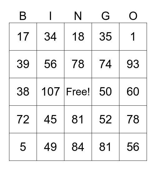 I LIKE BING! Bingo Card