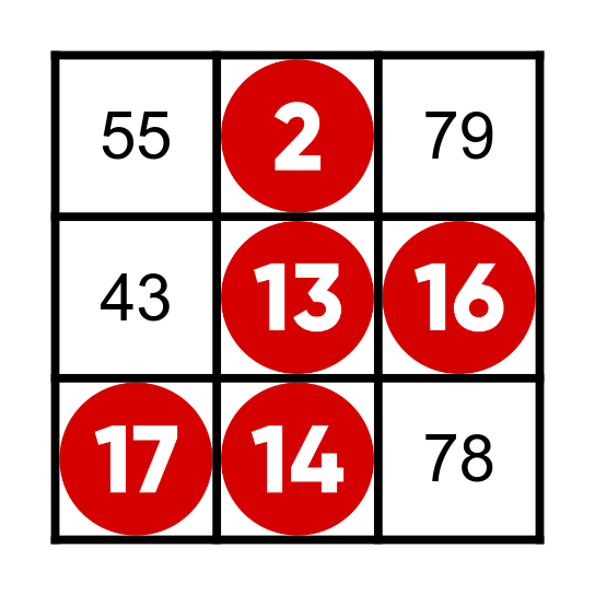 Numbers Bingo Card